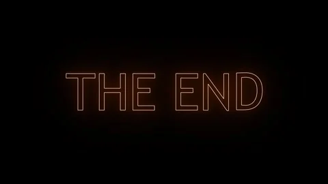 The End" Neon Text Animation with Vibrant Glowing Effect on Dark Background, Stock Footage 303196124