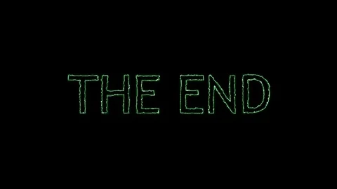 The End" Neon Text Animation with Vibrant Glowing Effect on Dark Background, Stock Footage 303196192