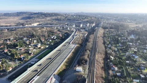End of newly opened highway S52 in Krakow, Poland Stock Footage 296685904
