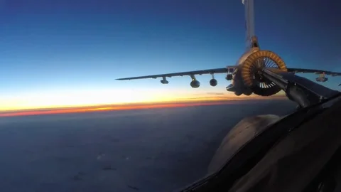 The end of the night refueling in the air Stock Footage 72953211