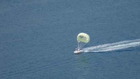 The end of parasailing ride. - August 2019, Kotor bay (Boka Kotorska), Montenegr Vídeo Stock 115168576