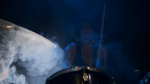 End performance of musician by drumroll on drum plate. Stock Footage 103666251