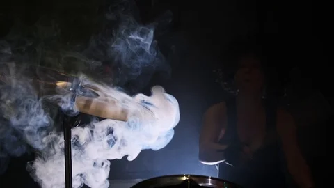 End performance of musician by drumroll on drum plate. Stock Footage 103667504