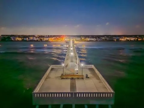 End of the pier view on the coast Stock Photos