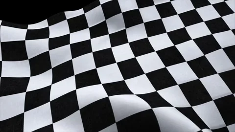 End race flag waving in wind animation isolated on black background Stock Footage 334399653