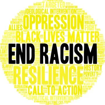 End Racism Word Cloud Stock Illustration