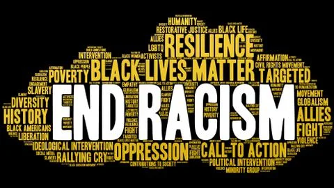 End Racism Word Cloud Stock Illustration