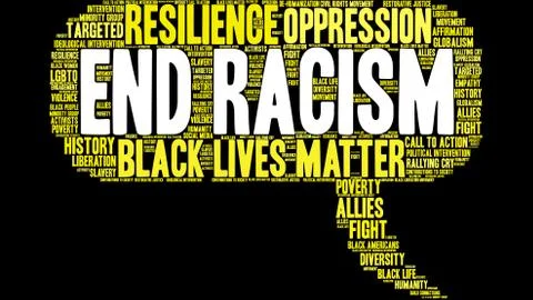 End Racism Word Cloud Stock Illustration
