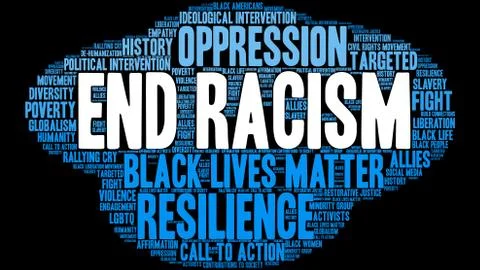 End Racism Word Cloud Stock Illustration