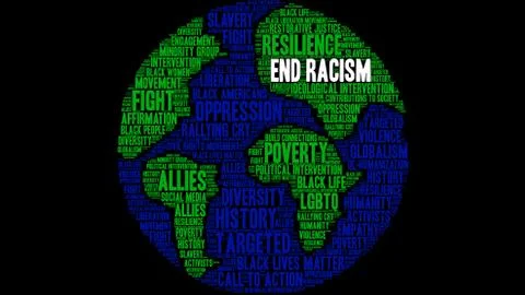 End Racism Word Cloud Stock-Illustration