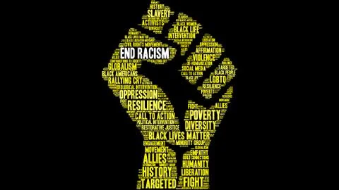 End Racism Word Cloud Stock Illustration