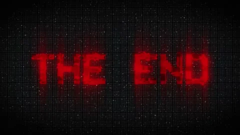 The End Retro Text Effect with Glitch Background. Stock Footage 233008899