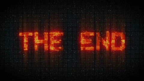 The End Retro Text Effect with Glitch Background. Stock Footage 233009086