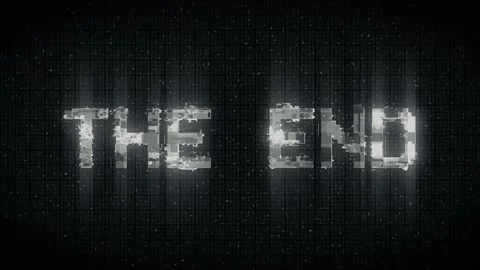 The End Retro Text Effect with Glitch Background. Stock Footage 233009219