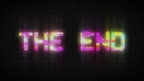 The End Retro Text Effect with Glitch Ba... | Stock Video | Pond5