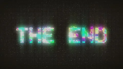 The End Retro Text Effect with Glitch Background. Stock Footage 233009731