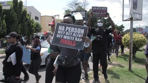 END SARS AND POLICE BRUTALITY PROTESTS IN NIGERIA Stockbeeldmateriaal 141496397