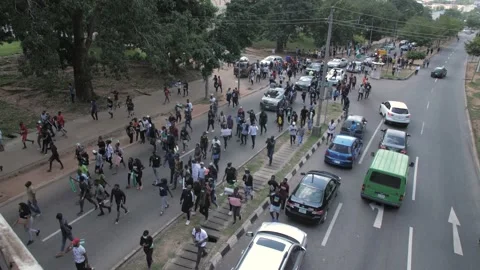END SARS AND POLICE BRUTALITY PROTESTS IN NIGERIA 動画素材 141496464
