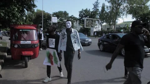 END SARS AND POLICE BRUTALITY PROTESTS IN NIGERIA 库存影片 141497068