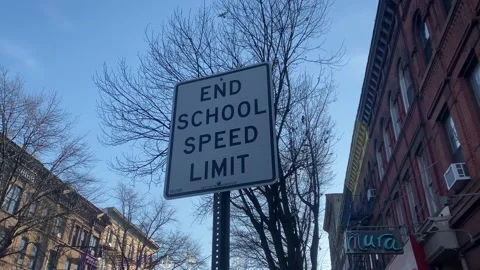 End School Speed Limit Sign in Brooklyn, New York City (NYC) Stock Footage 228690084
