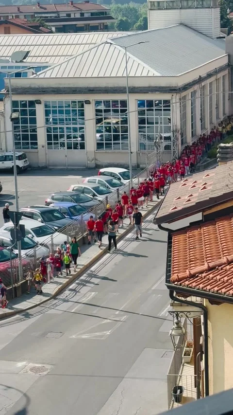 End of School Year Community Walk by Italian Students . Stock Footage 336735325