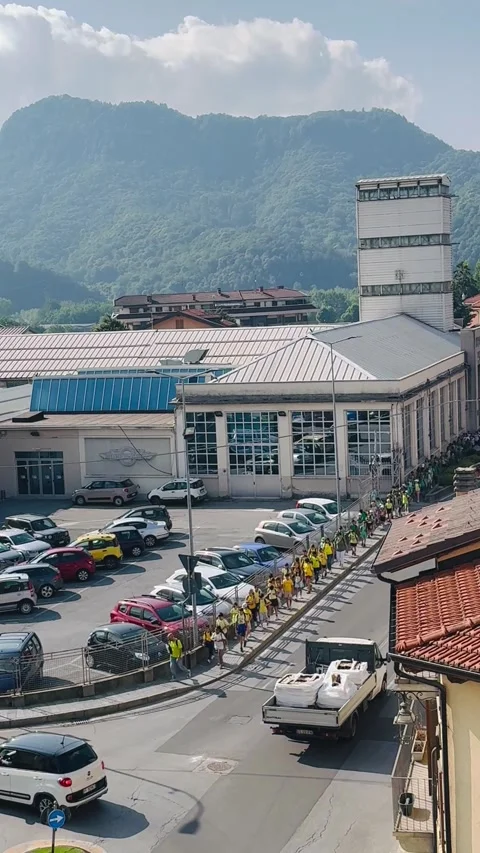 End of School Year Community Walk by Italian Students. Stock Footage 336735653