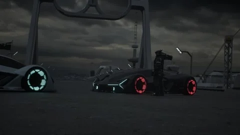 The end of the sci-fi racing scene Stock Footage 260518401