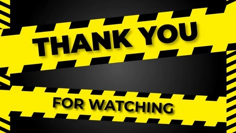 End screen animated warning strip with text of thank you for watching Stock Footage 246063365
