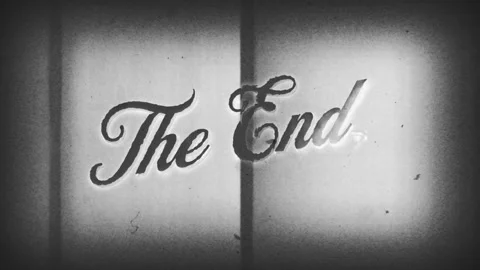 The End Screen Message With Vintage Retro Texture Intro Animation Video stock 343554021