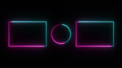 End Screen Neon Frame ellipse Rectangle and isolated on black background. Stock Footage 274465463