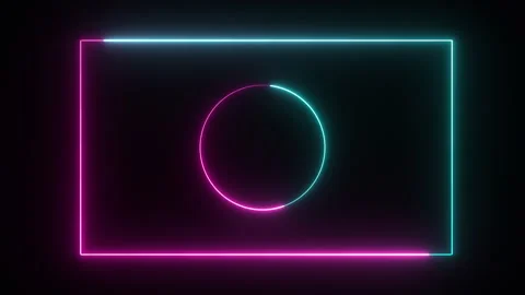 End Screen Neon Frame ellipse Rectangle and isolated on black background. Stock Footage 274465518