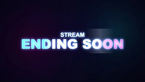 End Screen Neon Frame. Neon glowing stream ending soon text on dark background Stock Footage 341838435