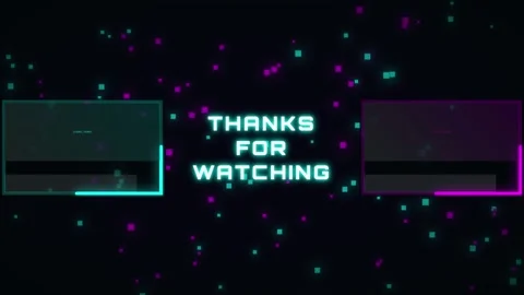 End Screen Video Template Glowing Neon Pixels Animated Frames Modern Content Stock Footage 332695044
