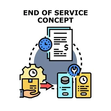 End of service concept illustrating process management Stock Illustration