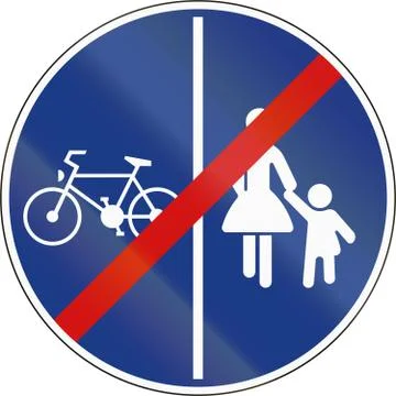 End Shared Use Path With Separate Lanes in Slovenia Stock Illustration