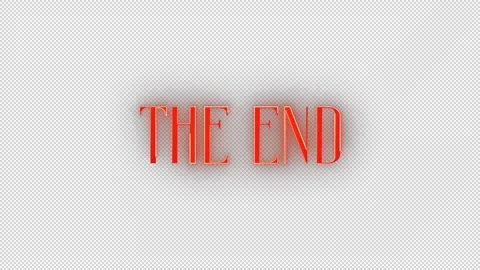 The End text animation Animation on Black Background, Neon red color text Stock Footage 296860755