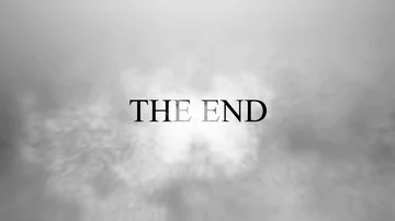 The End Text over Black and White Cloud Passage  Video stock 85550616