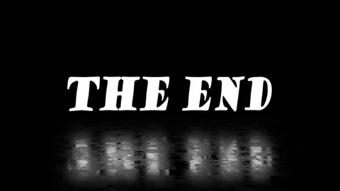 The End title card with digital glitch effect and  reflection on dark background Stock Footage 333299622