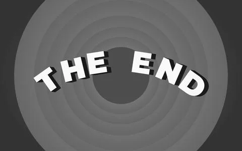 The END title on Grey Round Background. Ilustração Stock