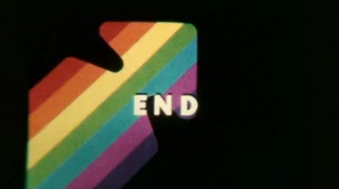 The End Title Plate Multicolor Arrow - Vintage Super8 Film Stock Footage 11431773