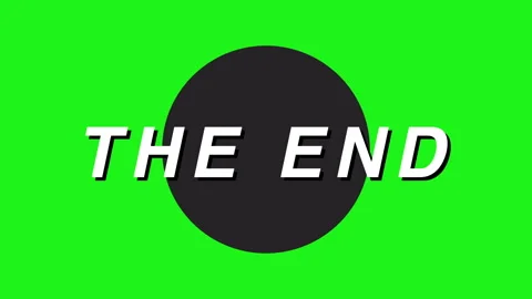 The end title screen with bold text and green background Stock Footage 306959071