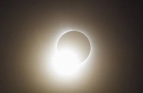 End of a Total Solar Eclipse, Seen From Dublin, Ohio, April 8, 2024 End of... Stock Photos
