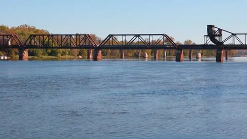 The end of a train on an old rail road bridge Stock Footage 143441448