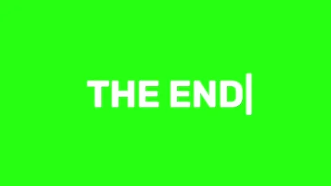 The End Typewriter Animation Green Screen Video stock 303115229