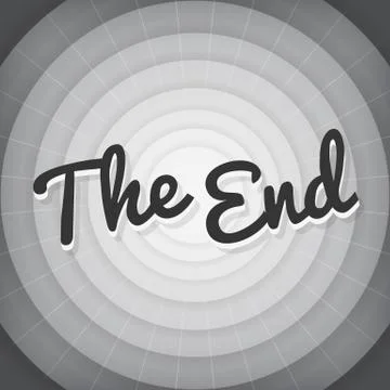The end typography BW old movie screen vector Illustrazione stock
