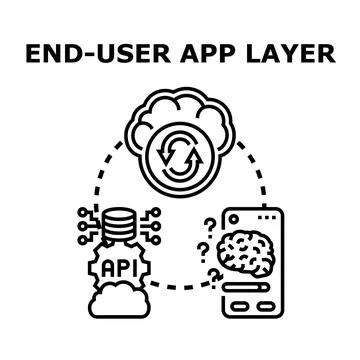 End user app layer connecting cloud data and artificial intelligence イラスト素材