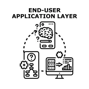 End user application layer computing interacting with digital devices 库存插图