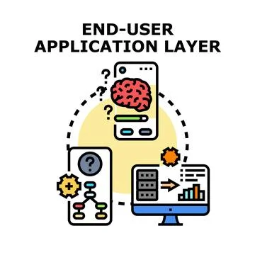 End user application layer computing interacting with digital devices Stock Illustration