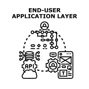 End user application layer connecting systems and processes Stock Illustration