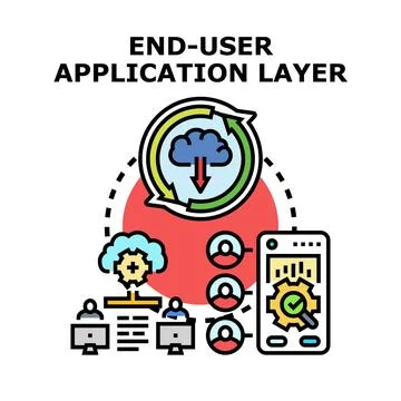 End user application layer developing software system Stock Illustration